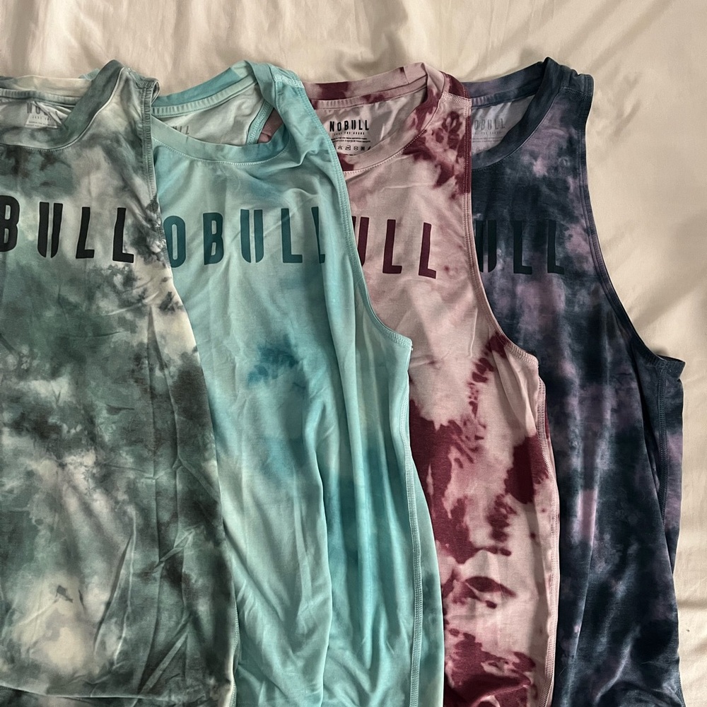 Nobull size small high neck tie dye tank tops - set of 4